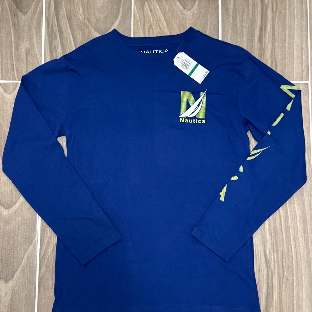 Nautica Royal Blue Shirt with Lime Accents